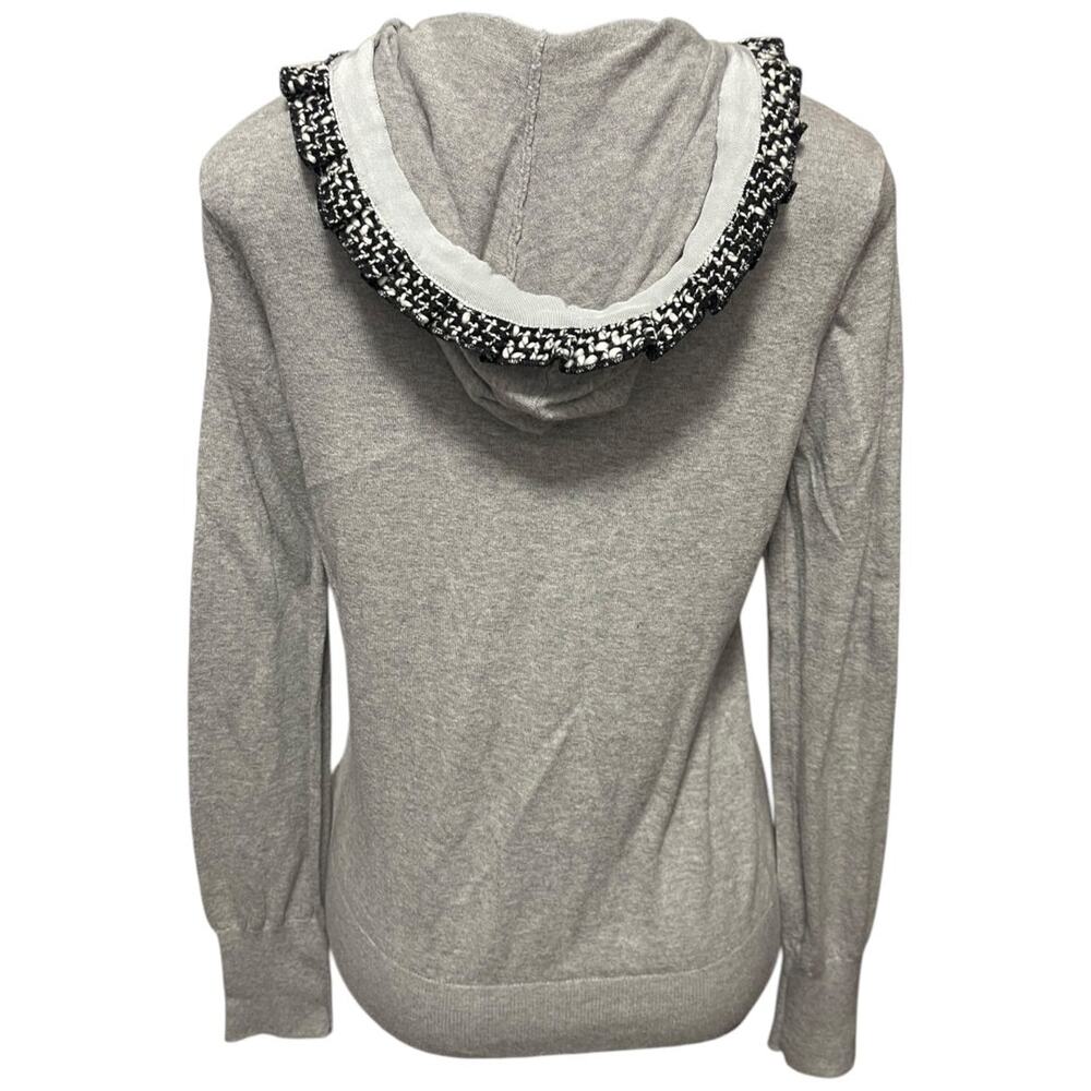 Large Charlotte Womens Gray Cardigan Sweater Hooded Cotton Rosettes - Picture 10 of 12